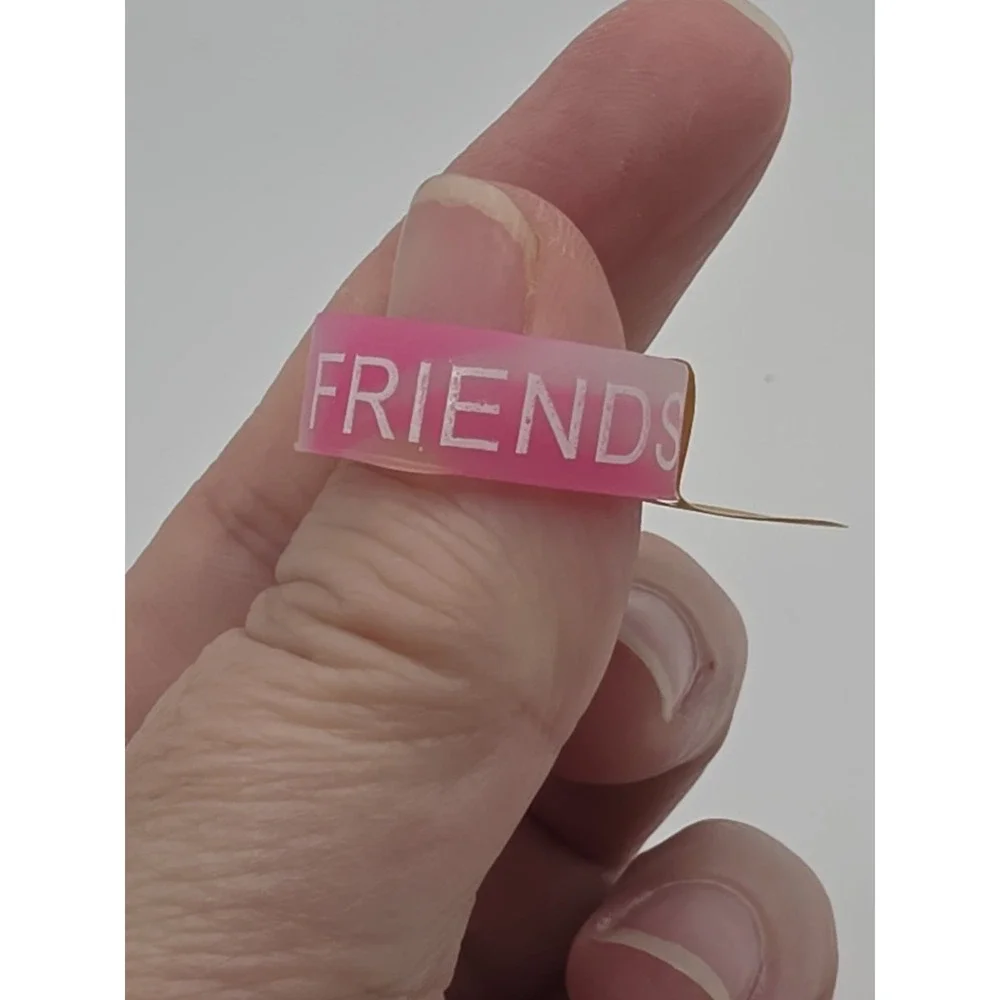 Silicone Ring For Men Or Women Pink/white Best Friends Size8